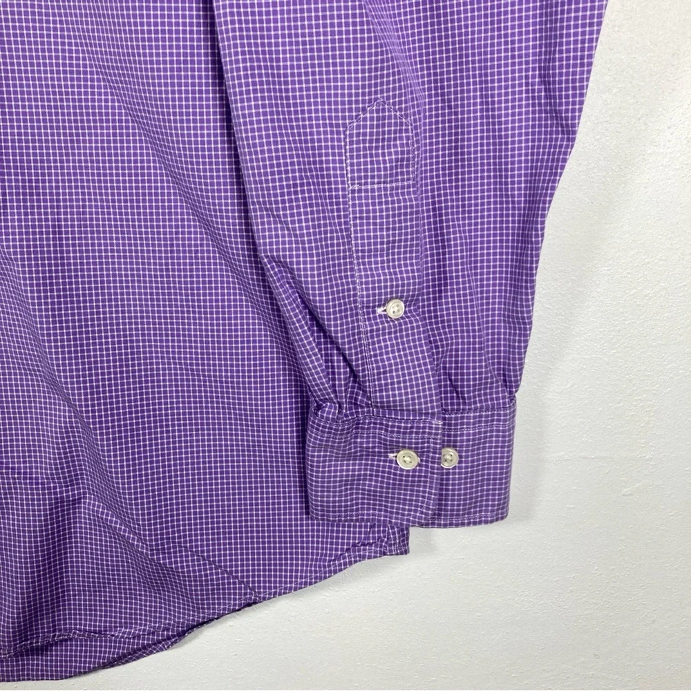 Polo Ralph Lauren Mens Regent Costum Fit 16.5 Purple Check Long Sleeve Button Up - Picture 6 of 15